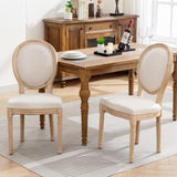 AADEN 6x Linen Dining Chairs with Solid Wood Legs- Beige - Extra Image