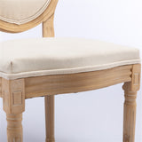 AADEN 6x Linen Dining Chairs with Solid Wood Legs- Beige - Extra Image