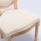 AADEN 6x Linen Dining Chairs with Solid Wood Legs- Beige - Extra Image