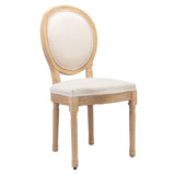 AADEN 6x Linen Dining Chairs with Solid Wood Legs- Beige - Extra Image