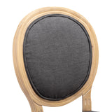 AADEN 4x Linen Dining Chairs with Solid Wood Legs- Grey - Close-Up Angle