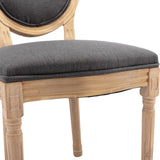 AADEN 4x Linen Dining Chairs with Solid Wood Legs- Grey - Extra Image