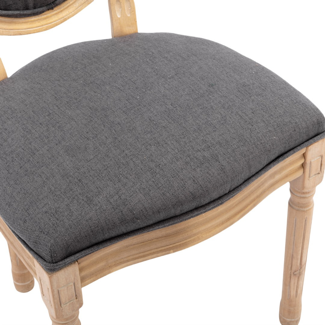 AADEN 4x Linen Dining Chairs with Solid Wood Legs- Grey