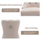 6x Velvet Dining Chairs Upholstered Tufted Kithcen Chair with Solid Wood Legs Stud Trim and Ring-Bei