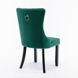 4x Velvet Dining Chairs- Green - Rear View