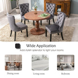 4x Velvet Dining Chairs Upholstered Tufted Kithcen Chair with Solid Wood Legs Stud Trim and Ring-Gray - Low Angle