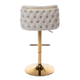 2x Faux Leather Golden Base Swivel Bar Stools- Beige - Top-Down View