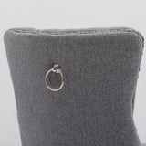 AADEN Modern Elegant Button-Tufted Upholstered Fabric with Studs Trim and Wooden legs Dining Side Chair-Gray