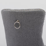AADEN Modern Elegant Button-Tufted Upholstered Fabric with Studs Trim and Wooden legs Dining Side Chair-Gray - Extra Image