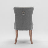AADEN Modern Elegant Button-Tufted Upholstered Fabric with Studs Trim and Wooden legs Dining Side Chair-Gray