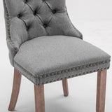 AADEN Modern Elegant Button-Tufted Upholstered Fabric with Studs Trim and Wooden legs Dining Side Chair-Gray - Extra Image