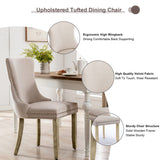 6x Velvet Upholstered Dining Chairs Tufted Wingback Side Chair with Studs Trim Solid Wood Legs for Kitchen - Low Angle