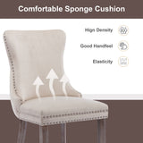 6x Velvet Upholstered Dining Chairs Tufted Wingback Side Chair with Studs Trim Solid Wood Legs for Kitchen - Extra Image