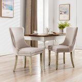 6x Velvet Upholstered Dining Chairs Tufted Wingback Side Chair with Studs Trim Solid Wood Legs for Kitchen - Extra Image