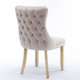 8x Velvet Upholstered Dining Chairs Tufted Wingback Side Chair with Studs Trim Solid Wood Legs for Kitchen - Top-Down View