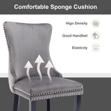 8x Velvet Upholstered Dining Chairs Tufted Wingback Side Chair with Studs Trim Solid Wood Legs for K