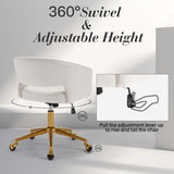 Velvet Home Office Chair- Beige - Side View