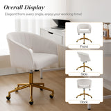 Velvet Home Office Chair- Beige - Close-Up Angle