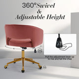 Velvet Home Office Chair- Rose - Side View
