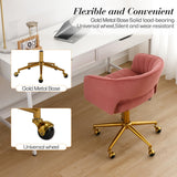 Velvet Home Office Chair- Rose - 45-Degree Angle