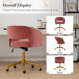 Velvet Home Office Chair- Rose - Close-Up Angle