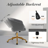 Velvet Home Office Chair- Grey - Rear View