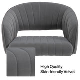 Velvet Home Office Chair- Grey - Low Angle