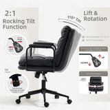 Faux Leather Office Chair -Black - Side View