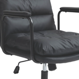Faux Leather Office Chair -Black - Close-Up Angle