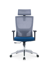 EKKIO Ava - Office Chair (Grey & Blue) - Front View