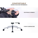 EKKIO Ava - Office Chair (Grey & Blue) - Close-Up Angle