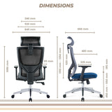 EKKIO Ava - Office Chair (Grey & Blue) - Low Angle