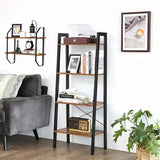 EKKIO 4-Tiers Metal Wood Ladder Shelf - Rear View