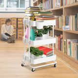 EKKIO Kitchen Trolley Cart 3 Tier (White) - Side View