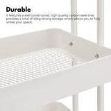 EKKIO Kitchen Trolley Cart 3 Tier (White) - Close-Up Angle