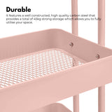EKKIO Kitchen Trolley Cart 3 Tier (Pink) - Close-Up Angle