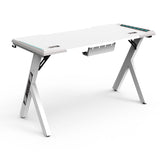 EKKIO RGB Gaming Desk Y Shape White 140cm - Front View