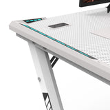 EKKIO RGB Gaming Desk Y Shape White 140cm - Side View