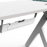 EKKIO RGB Gaming Desk Y Shape White 140cm - 45-Degree Angle