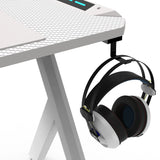 EKKIO RGB Gaming Desk Y Shape White 140cm - Rear View