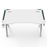 EKKIO RGB Gaming Desk Y Shape White 140cm - Low Angle