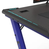 EKKIO RGB Gaming Desk Y Shape Blue 140cm - Side View