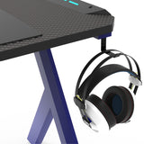 EKKIO RGB Gaming Desk Y Shape Blue 140cm - Top-Down View