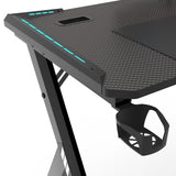 EKKIO RGB Gaming Desk Y Shape Black 140cm - Top-Down View