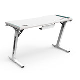 EKKIO RGB Gaming Desk Z Shape White 140cm - Front View