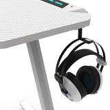 EKKIO RGB Gaming Desk Z Shape White 140cm - Side View