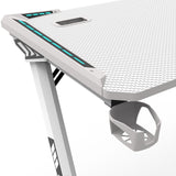 EKKIO RGB Gaming Desk Z Shape White 140cm - Top-Down View