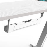 EKKIO RGB Gaming Desk Z Shape White 140cm - 45-Degree Angle