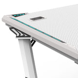 EKKIO RGB Gaming Desk Z Shape White 140cm - Rear View