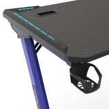 EKKIO RGB Gaming Desk Z Shape Blue 140cm - Side View